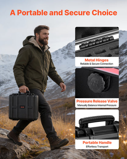 Hard Pistol Case, Heavy Duty Hard Gun Case with XPE Foam Lining, Waterproof Pistol Storage Box with Customizable Interior & Handle for Gun, Lenses, Camera, Gear, TSA Compliant, 491x434x211 mm