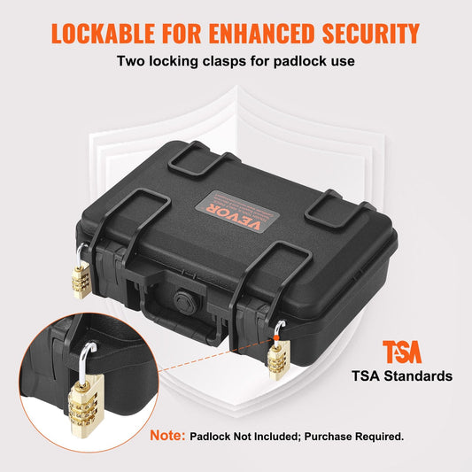 Lockable Hard Pistol Case with Pre-cut Foam, Waterproof and TSA Approved