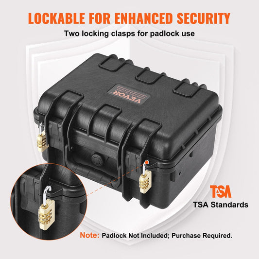 Lockable Hard Pistol Case with Pre-Cut Foam for 2 Guns, Waterproof IP68