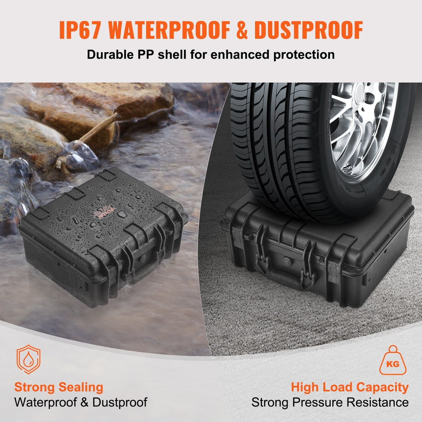 Lockable Waterproof Pistol Case for 5 Firearms with Pre-cut Foam Lining