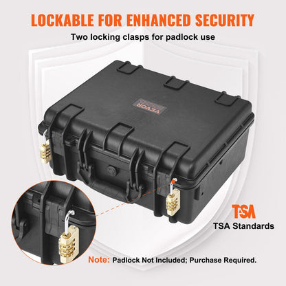 Lockable Waterproof Pistol Case for 5 Firearms with Pre-cut Foam Lining
