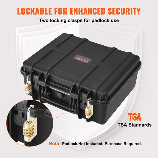Lockable Hard Pistol Case with Pre-cut Foam for 6 Firearms, Waterproof & TSA Approved