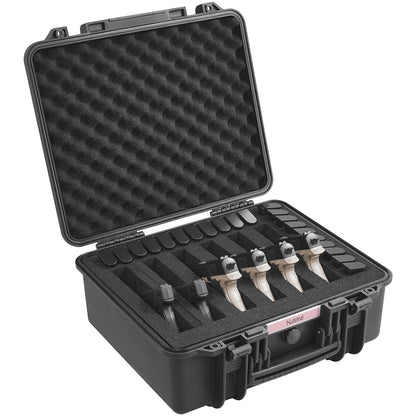 Lockable Hard Pistol Case with Pre-cut Foam for 6 Firearms, Waterproof & TSA Approved