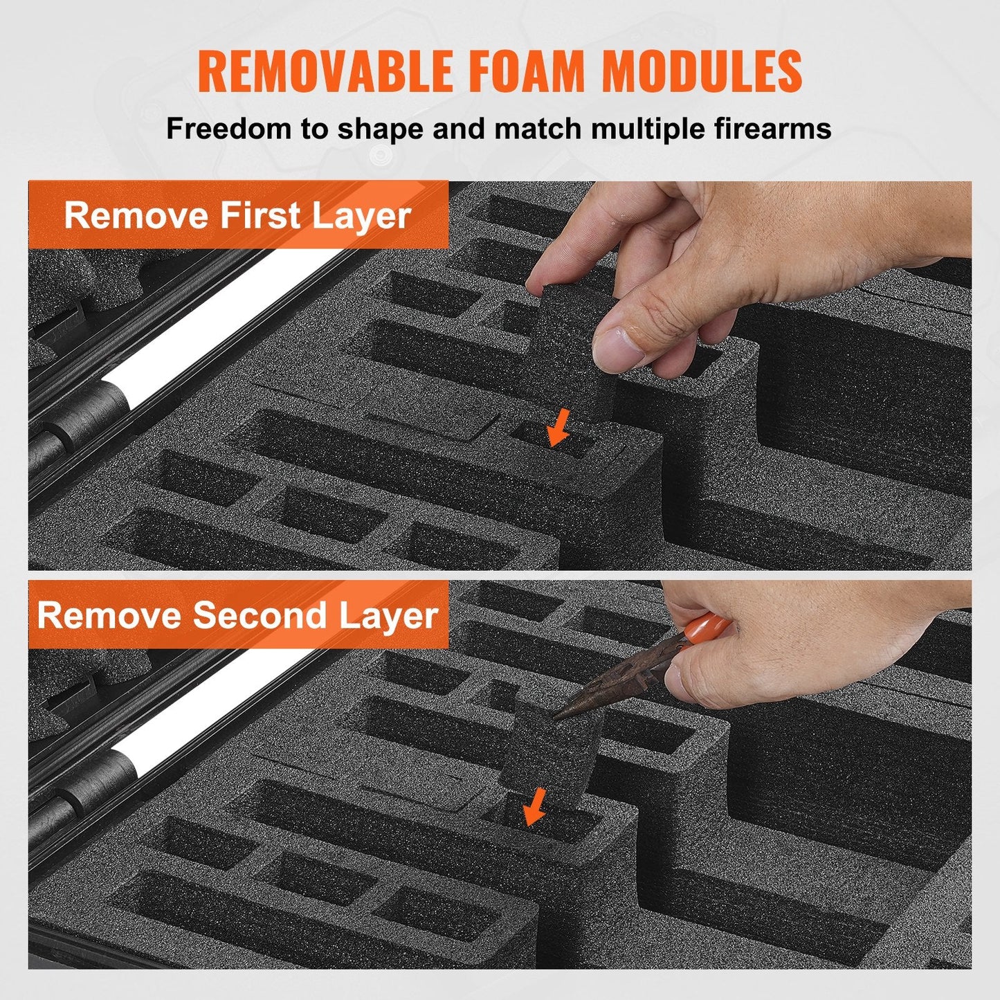 Lockable Waterproof Pistol Case for Six Firearms with Pre-cut Foam Lining