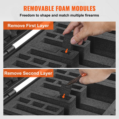 Lockable Waterproof Pistol Case for Six Firearms with Pre-cut Foam Lining