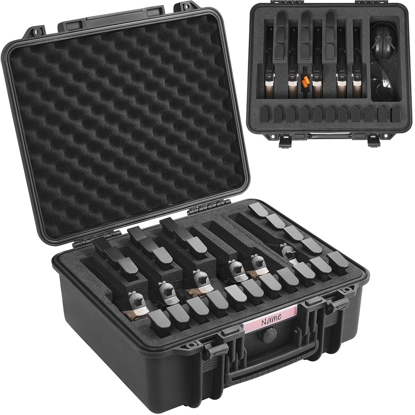 Lockable Waterproof Pistol Case for Six Firearms with Pre-cut Foam Lining