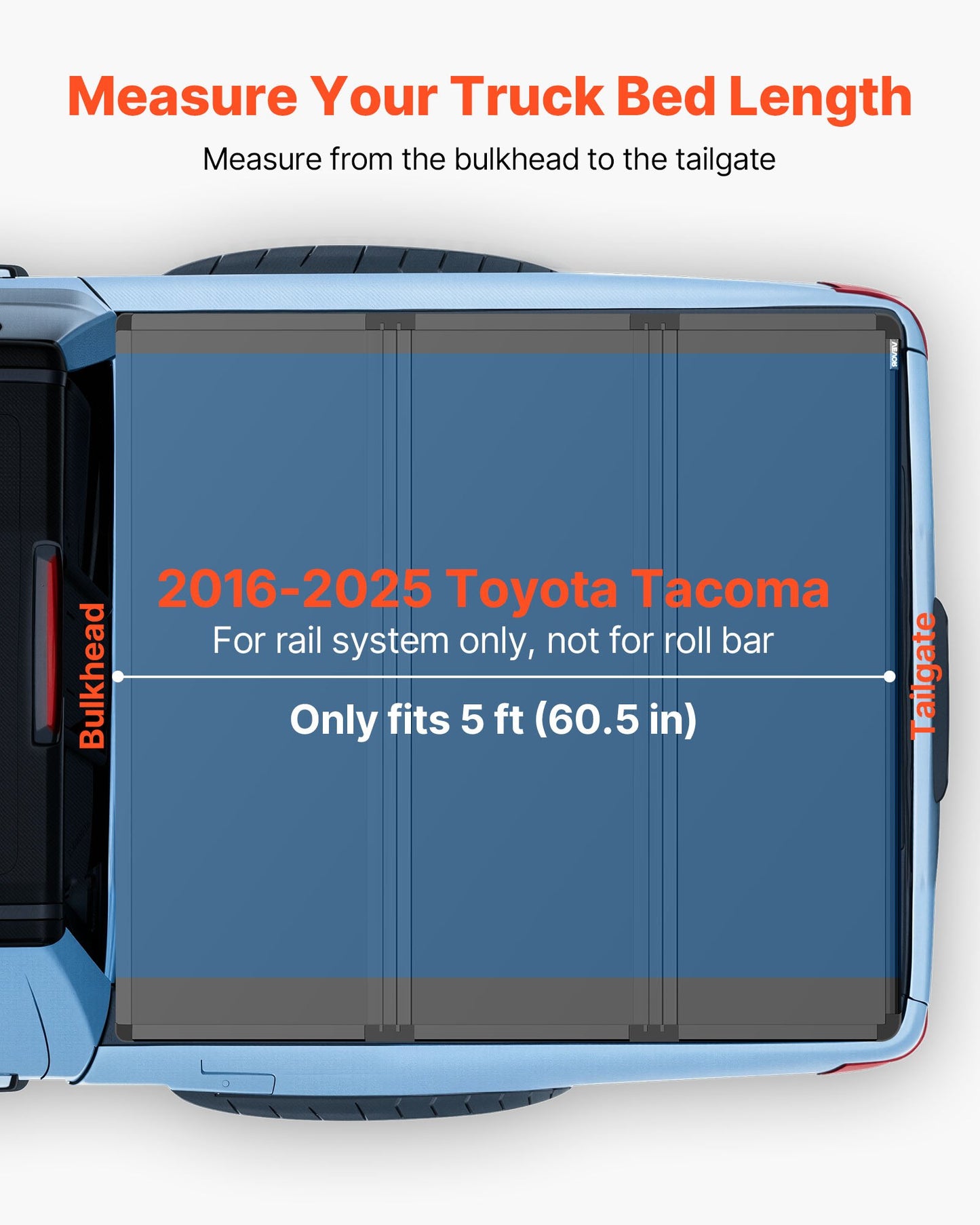 Hard Tri-Fold Truck Bed Tonneau Cover, Compatible with 2022-2025 Toyota Tundra with OE Track System 169.4 cm Bed, Waterproof Fiberglass Folding Truck Tonneau Cover, Aluminum Alloy Support Bar