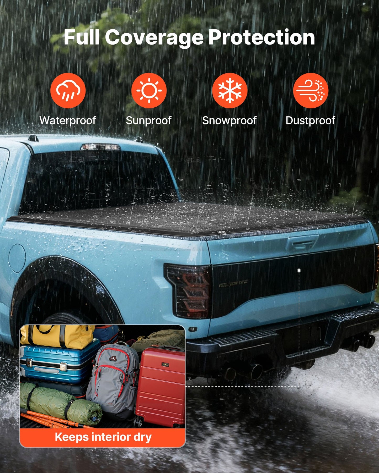 Hard Tri-Fold Truck Bed Tonneau Cover, Compatible with 2022-2025 Toyota Tundra with OE Track System 169.4 cm Bed, Waterproof Fiberglass Folding Truck Tonneau Cover, Aluminum Alloy Support Bar