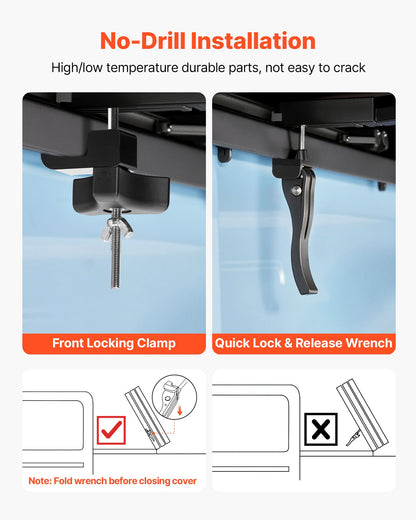 Hard Tri-Fold Truck Bed Tonneau Cover, Compatible with 2022-2025 Toyota Tundra with OE Track System 169.4 cm Bed, Waterproof Fiberglass Folding Truck Tonneau Cover, Aluminum Alloy Support Bar
