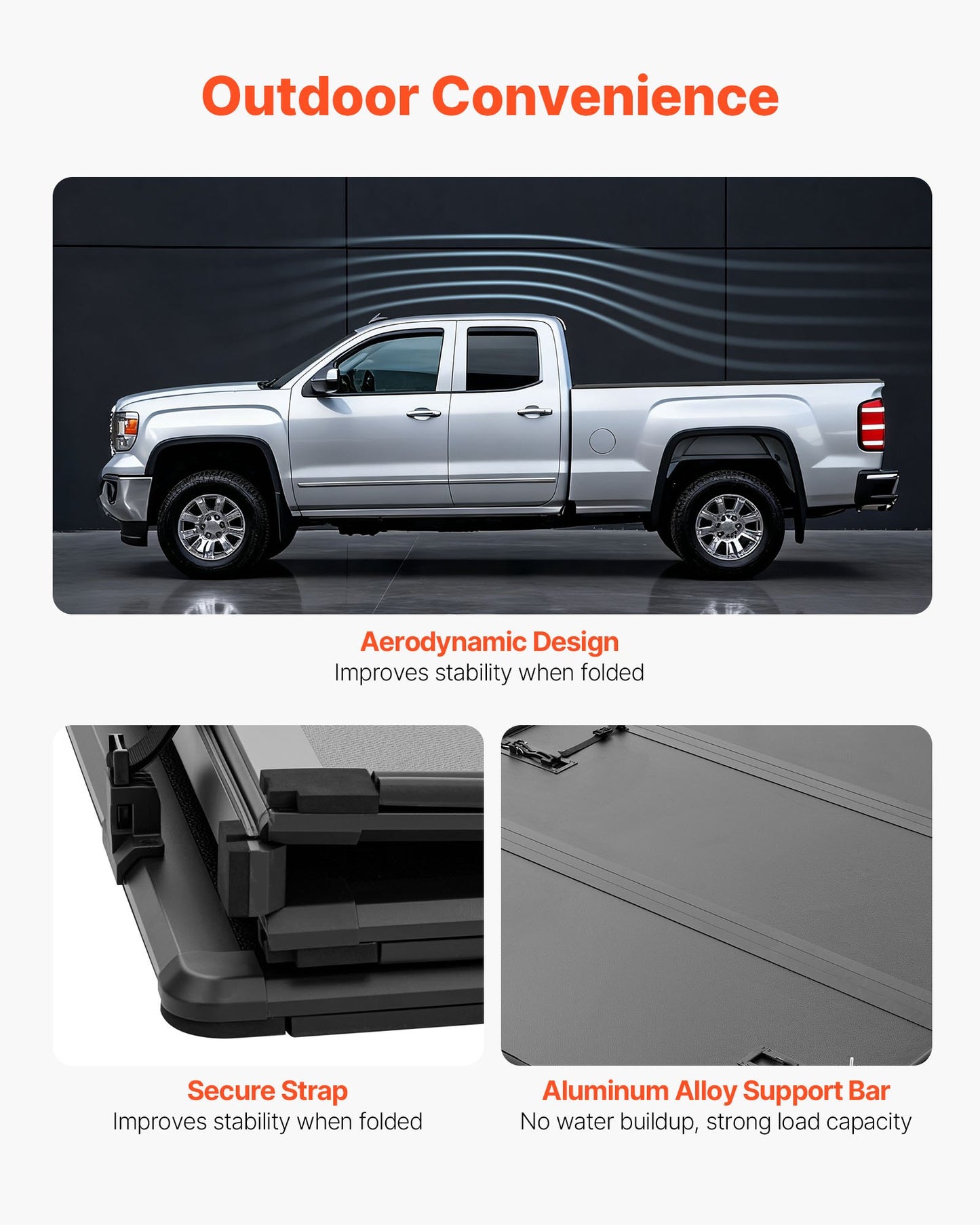 Hard Tri-Fold Truck Bed Tonneau Cover, Compatible with 2019-2025 Dodge Ram 1500 (Incl. Classic & New) 171.2 cm Bed Without Rambox (Not Fit Split Tailgate), Waterproof Folding Truck Tonneau Cover