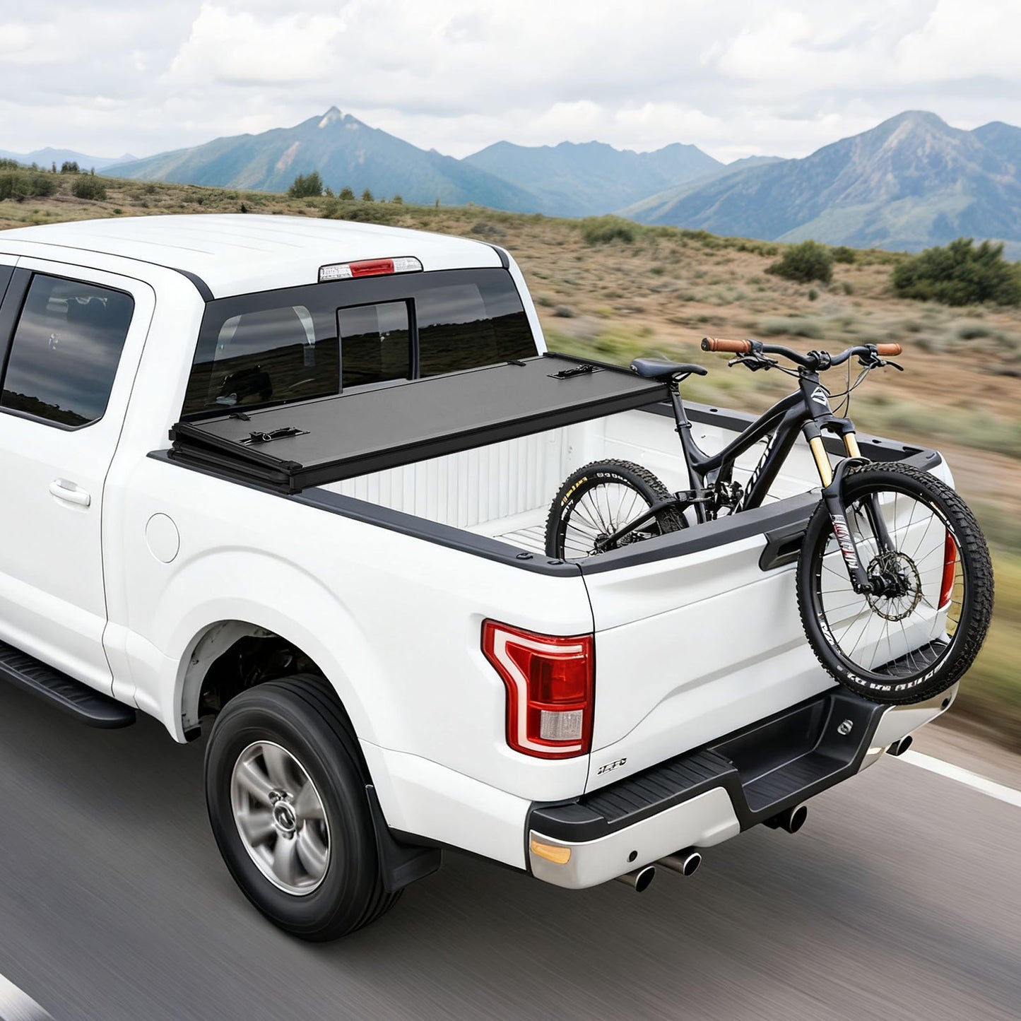 Hard Tri-Fold Truck Bed Tonneau Cover, Compatible with 2007-2025 Chevy Silverado/GMC Sierra 1500 176 cm Short Box (No CarbonPro Bed), Heavy-Duty Waterproof Fiberglass Folding Truck Tonneau Cover