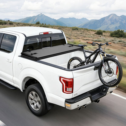 Hard Tri-Fold Truck Bed Tonneau Cover, Compatible with 2007-2025 Chevy Silverado/GMC Sierra 1500 176 cm Short Box (No CarbonPro Bed), Heavy-Duty Waterproof Fiberglass Folding Truck Tonneau Cover