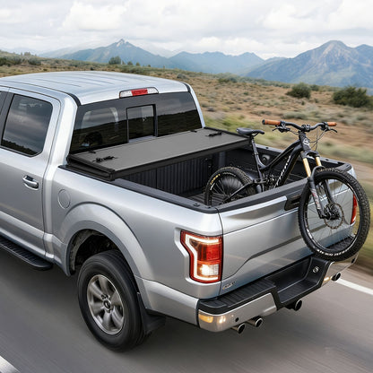 Hard Tri-Fold Truck Bed Tonneau Cover, Compatible with 2019-2024 Dodge Ram 1500 (Incl. Classic & New) 193.8 cm Bed Without Rambox (Not Fit Split Tailgate), Waterproof Folding Truck Tonneau Cover