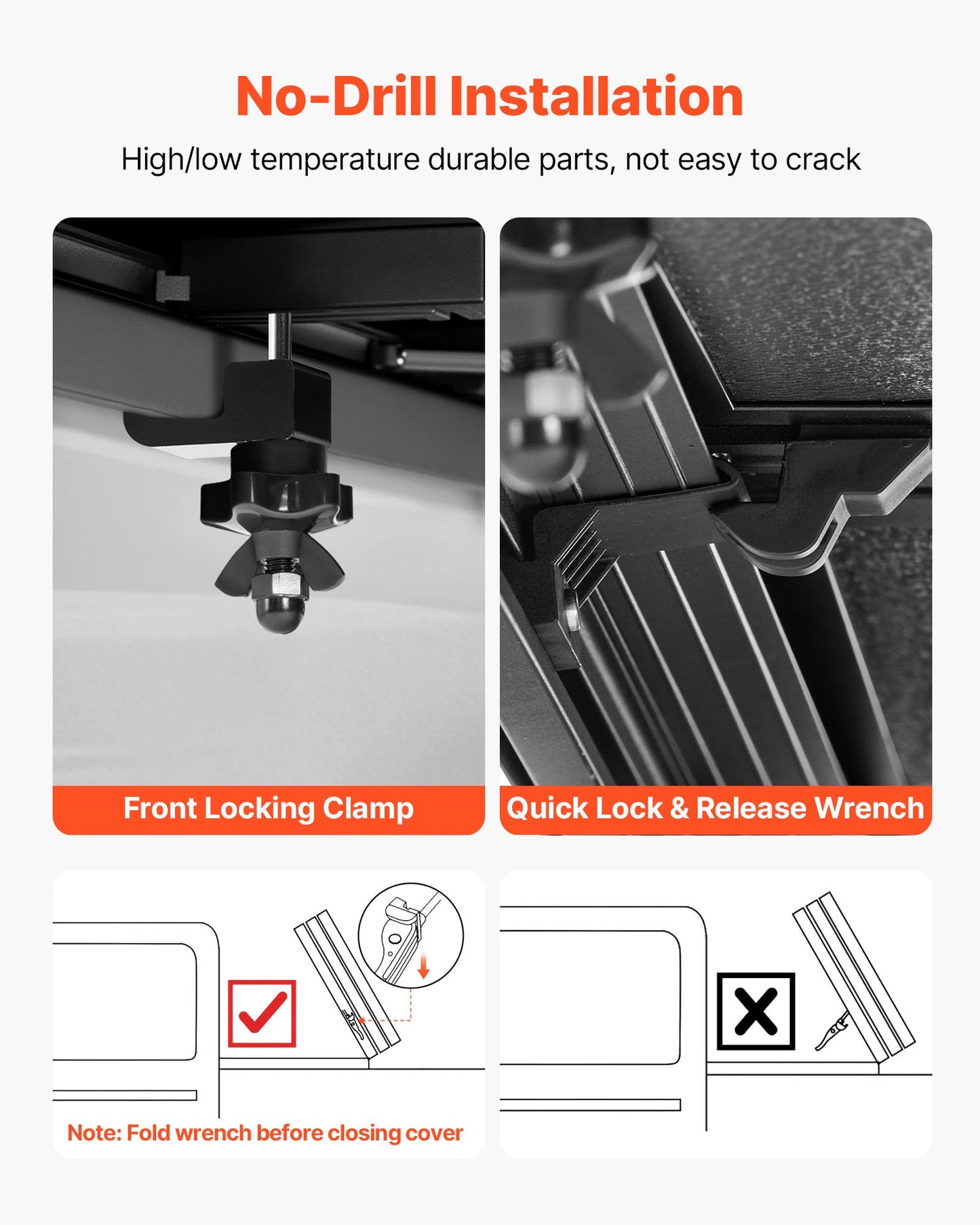 Hard Tri-Fold Truck Bed Tonneau Cover, Compatible with 2021-2025 Ford F-150 (Incl. Raptor/Lightning) 170.4 cm Bed, Waterproof Low-Profile Folding Tonneau Cover with Aluminum Alloy Support Bar