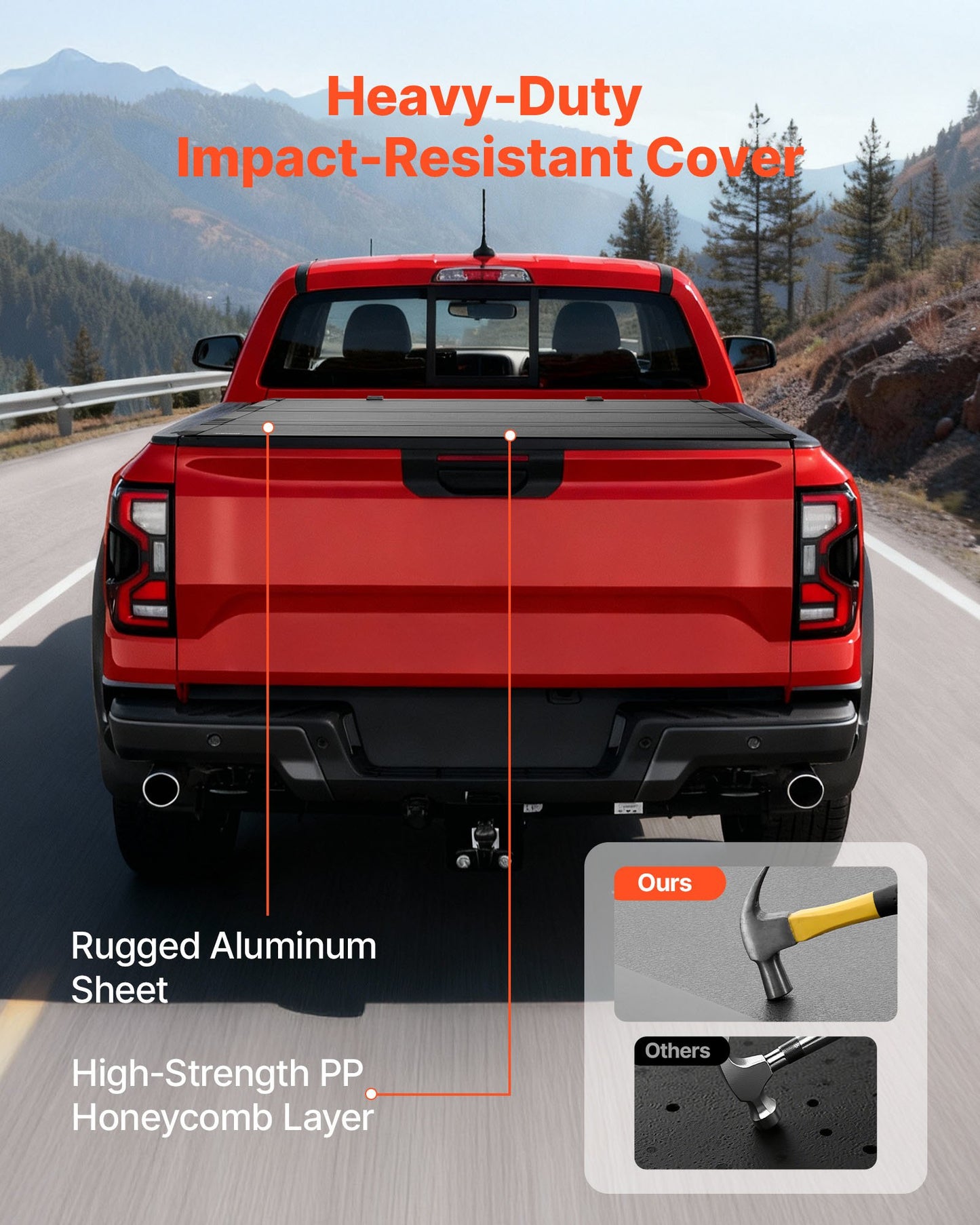 Hard Tri-Fold Truck Bed Tonneau Cover, Compatible with 2022-2025 Ford Maverick 138.2 cm Bed, Heavy-Duty Waterproof Low-Profile Hard Folding Truck Tonneau Cover with Aluminum Alloy Support Bar
