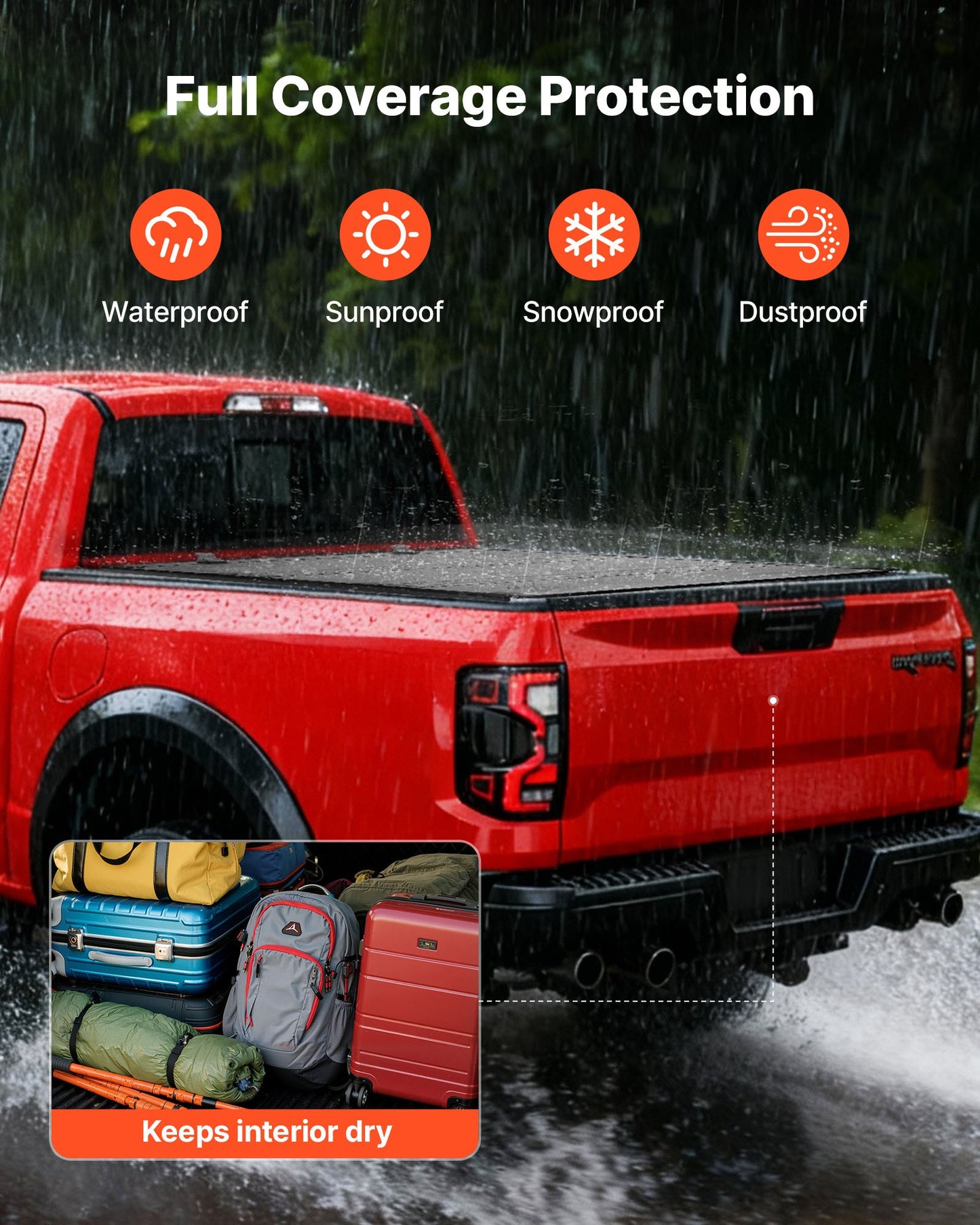 Hard Tri-Fold Truck Bed Tonneau Cover, Compatible with 2022-2025 Ford Maverick 138.2 cm Bed, Heavy-Duty Waterproof Low-Profile Hard Folding Truck Tonneau Cover with Aluminum Alloy Support Bar