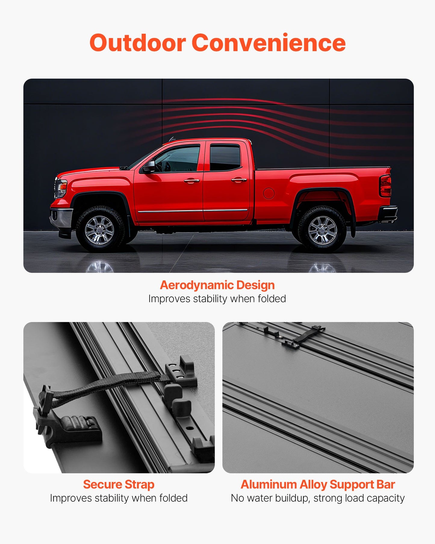 Hard Tri-Fold Truck Bed Tonneau Cover, Compatible with 2022-2025 Ford Maverick 138.2 cm Bed, Heavy-Duty Waterproof Low-Profile Hard Folding Truck Tonneau Cover with Aluminum Alloy Support Bar