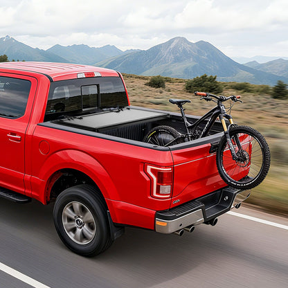 Hard Tri-Fold Truck Bed Tonneau Cover, Compatible with 2022-2025 Ford Maverick 138.2 cm Bed, Heavy-Duty Waterproof Low-Profile Hard Folding Truck Tonneau Cover with Aluminum Alloy Support Bar