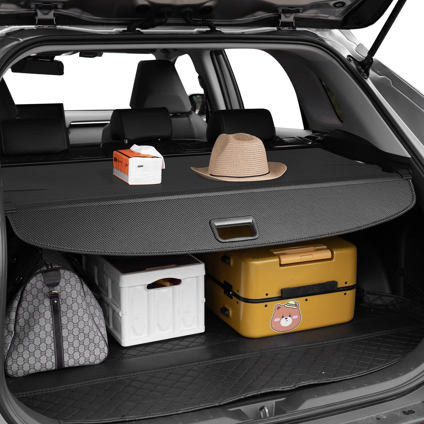 Retractable Cargo Cover, Carbon Fiber Texture Trunk Cover, Anti-Peeping Luggage Privacy Shield, Seamless Fixation Shade, Extended Version for GMC Terrain & Chevrolet Equinox 2018-2024 5-Seater