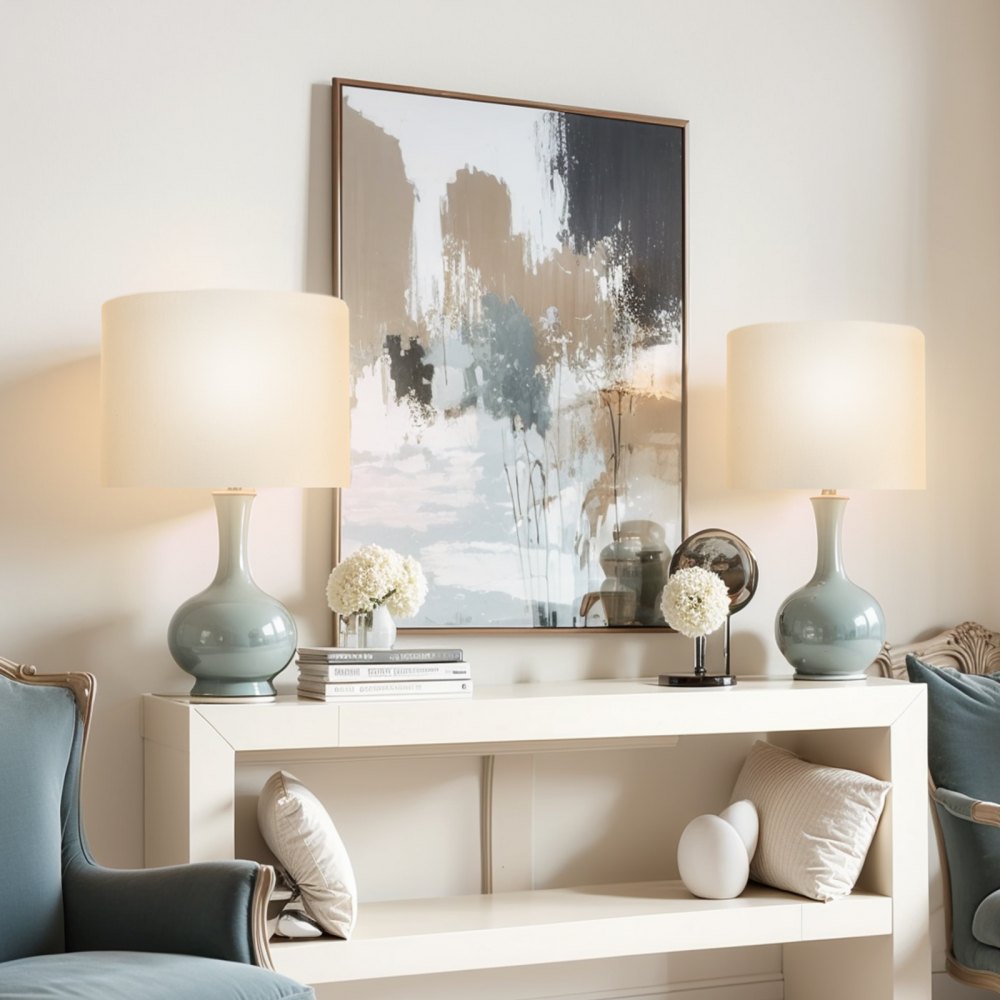 Drum Lamp Shade 2 Set 33 x 33 x 25 cm Medium Round Lampshade (Off-white)