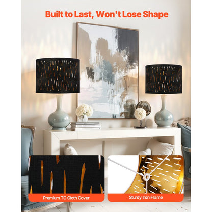 VEVOR Drum Lamp Shade 2 Set 33 x 33 x 25 cm Medium Round Lampshade with Harp