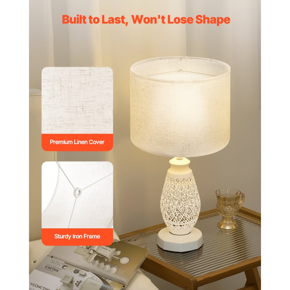Drum Lamp Shade 33 x 33 x 25 cm Medium Round Lampshade (Light Linen)