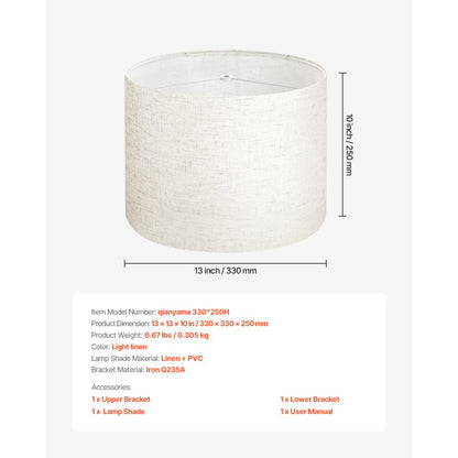 Drum Lamp Shade 33 x 33 x 25 cm Medium Round Lampshade (Light Linen)