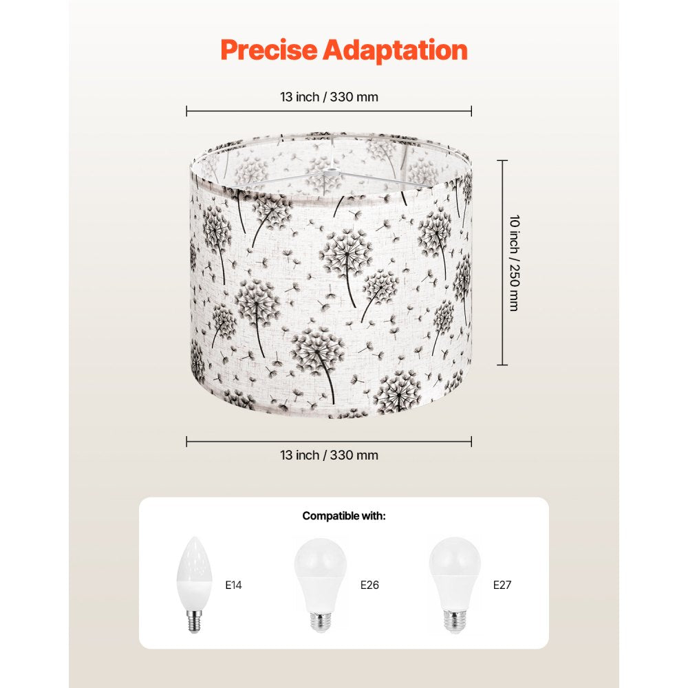 VEVOR Drum Lamp Shade 2 Set 33 x 33 x 25 cm Lampshade (Light Dandelion Pattern)