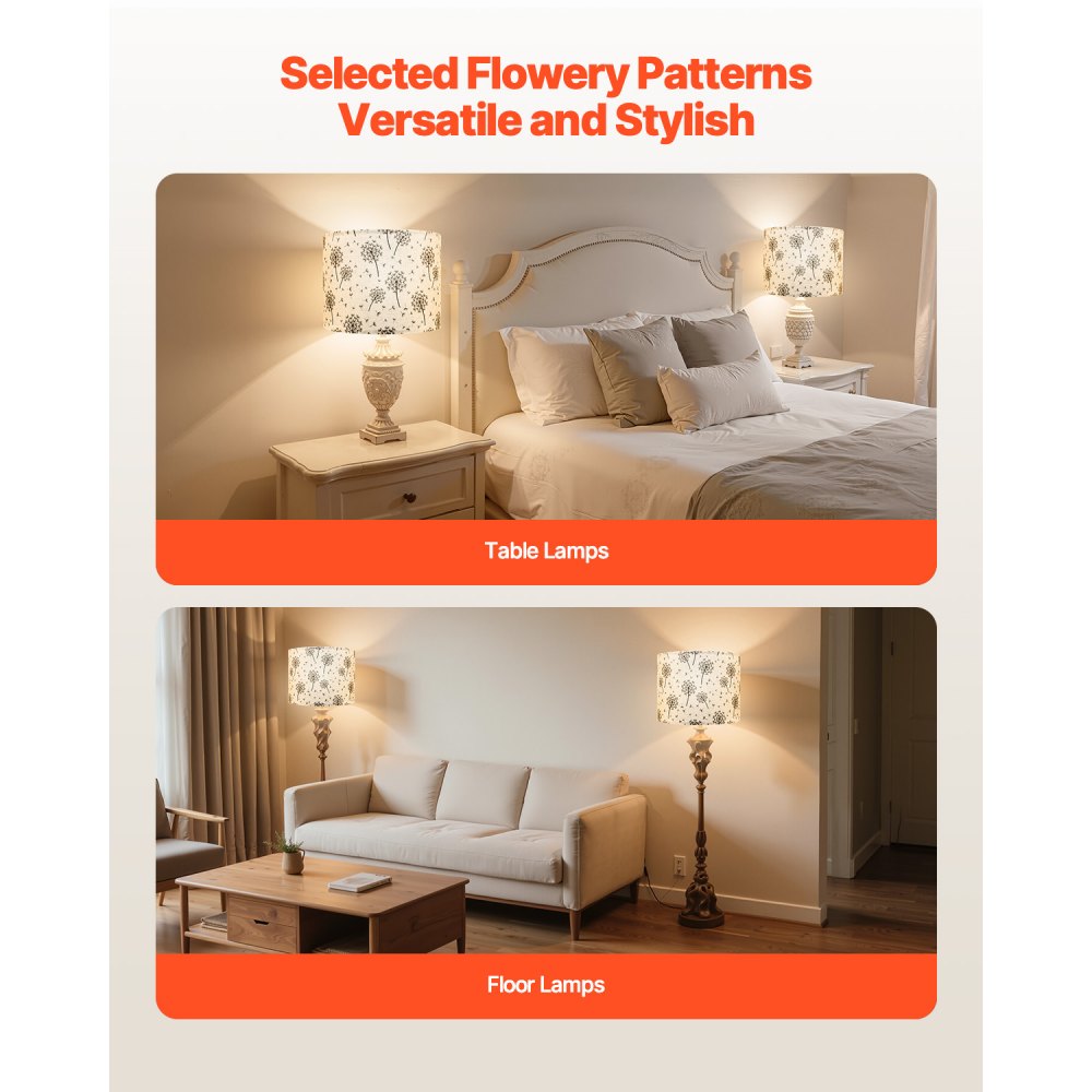 VEVOR Drum Lamp Shade 2 Set 33 x 33 x 25 cm Lampshade (Light Dandelion Pattern)