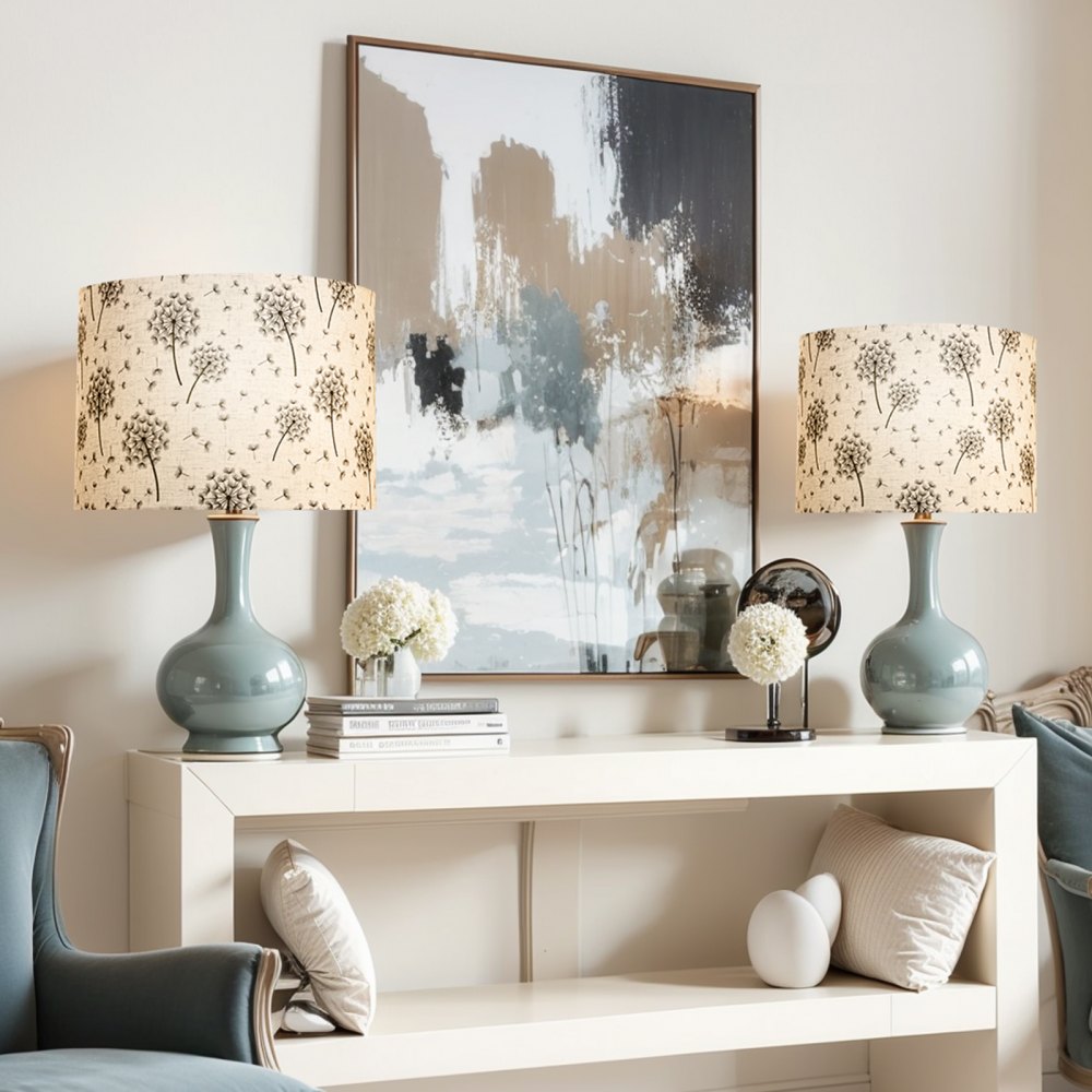 VEVOR Drum Lamp Shade 2 Set 33 x 33 x 25 cm Lampshade (Light Dandelion Pattern)