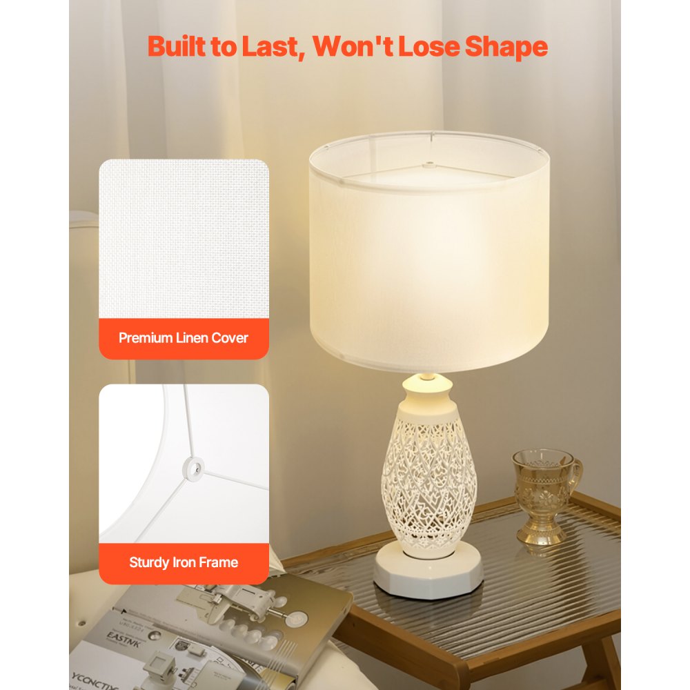 Drum Lamp Shade 33 x 33 x 25 cm Medium Round Lampshade (Off-white Linen)