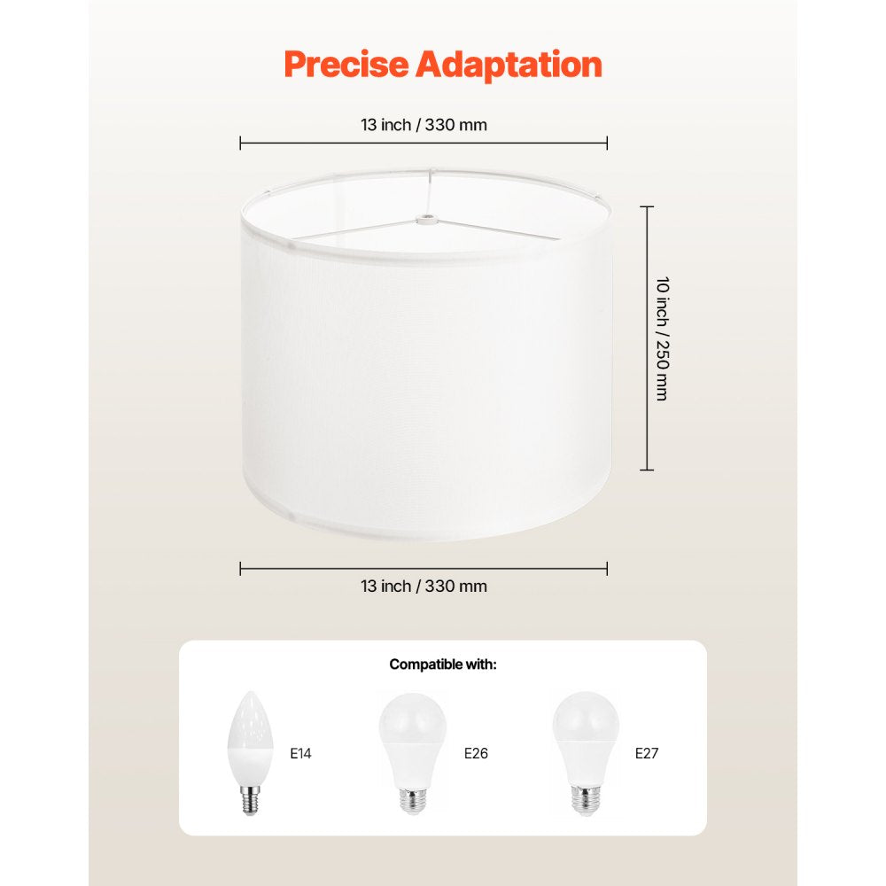 Drum Lamp Shade 33 x 33 x 25 cm Medium Round Lampshade (Off-white Linen)