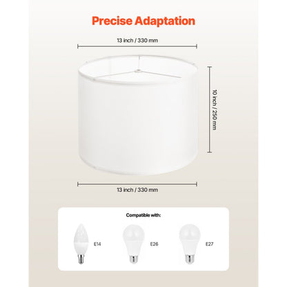 Drum Lamp Shade 33 x 33 x 25 cm Medium Round Lampshade (Off-white Linen)