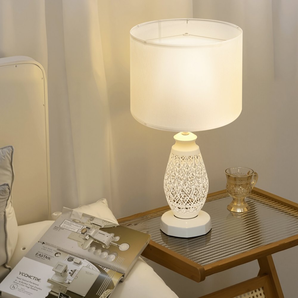 Drum Lamp Shade 33 x 33 x 25 cm Medium Round Lampshade (Off-white Linen)