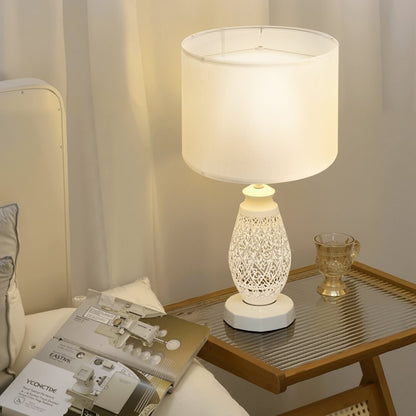 Drum Lamp Shade 33 x 33 x 25 cm Medium Round Lampshade (Off-white Linen)