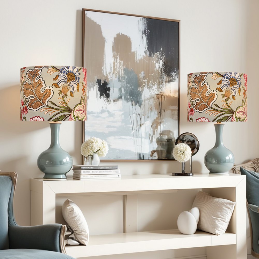 VEVOR Drum Lamp Shade 2 Set 33 x 33 x 25 cm Medium Round Lampshade (Dark Floral)