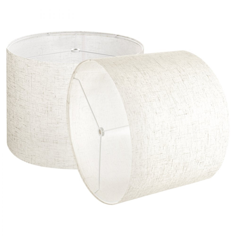 Drum Lamp Shade 2 Set 33 x 33 x 25 cm Medium Round Lampshade (Light Linen)