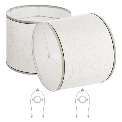 Lamp Shade 2 Set with Harp 29 x 32 x 24.5 cm (Light Linen with Black Edge)