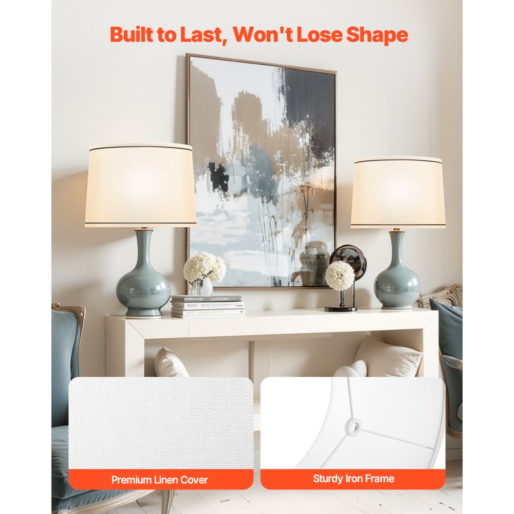 Lamp Shade 2 Set 29 x 32 x 24.5 cm Medium Lampshade with Harp (White)