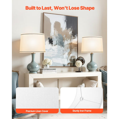 Lamp Shade 2 Set 29 x 32 x 24.5 cm Medium Lampshade with Harp (White)