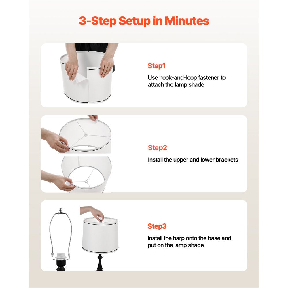 Lamp Shade 2 Set 29 x 32 x 24.5 cm Medium Lampshade with Harp (White)