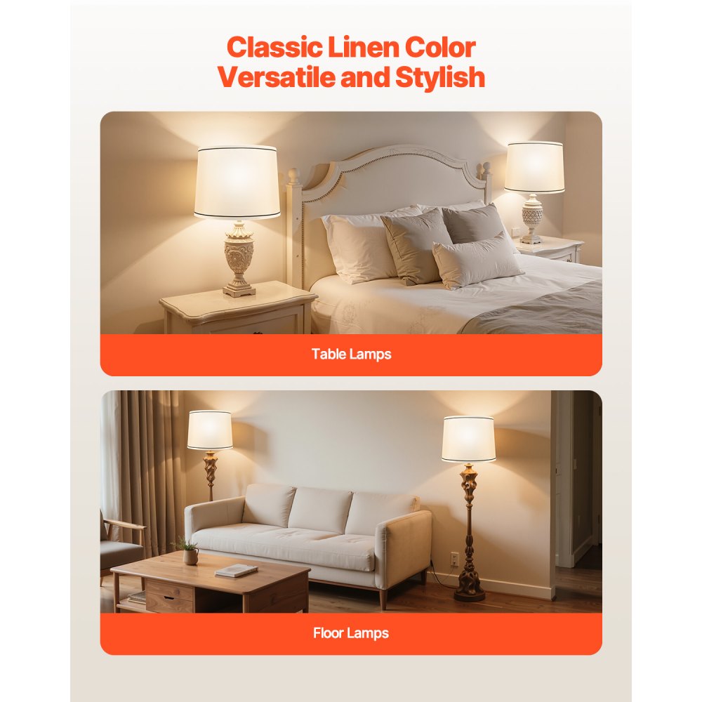 Lamp Shade 2 Set 29 x 32 x 24.5 cm Medium Lampshade with Harp (White)