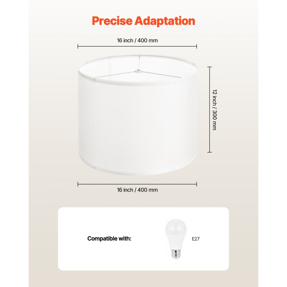 VEVOR Drum Lamp Shade 2 Set 40 x 40 x 30 cm Lampshade with Harp (Off-white)