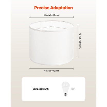 VEVOR Drum Lamp Shade 2 Set 40 x 40 x 30 cm Lampshade with Harp (Off-white)