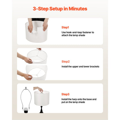 VEVOR Drum Lamp Shade 2 Set 40 x 40 x 30 cm Lampshade with Harp (Off-white)