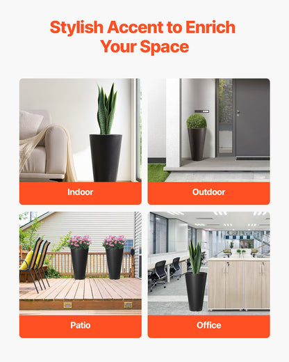 VEVOR Tall Planter Set of 2 Round Tapered Plant Pots 59 cm for Outdoor Indoor