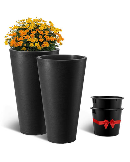 VEVOR Tall Planter Set of 2 Round Tapered Plant Pots 59 cm for Outdoor Indoor