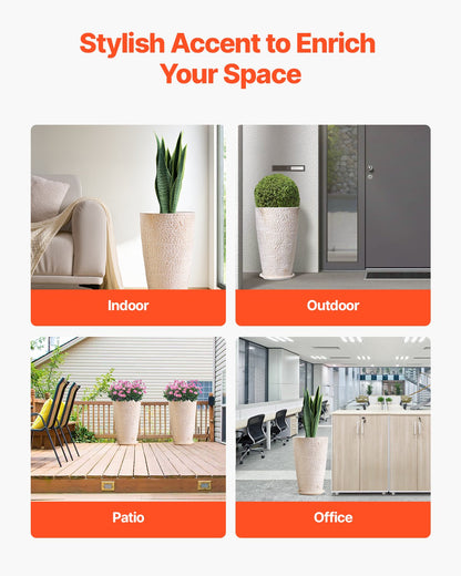 VEVOR Tall Planter Set of 2 Round Tapered Plant Pots 53 cm for Outdoor Indoor