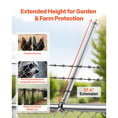 18Packs 695 mm Chain Link Fence Extender for 32-38 mm Top Rail U Bracket