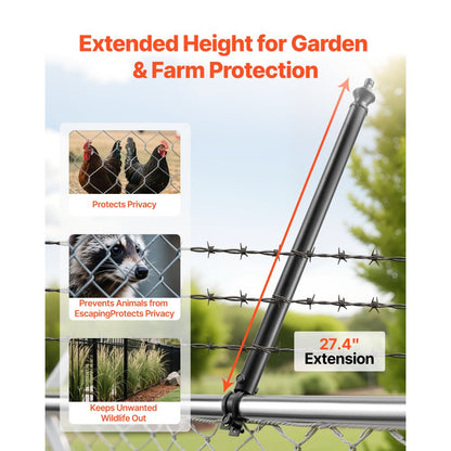 9 Packs 695 mm Chain Link Fence Extender for 32-38 mm Top Rail U Bracket